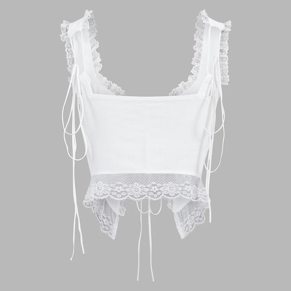 White Lace Crop Top - Picture 4 of 7
